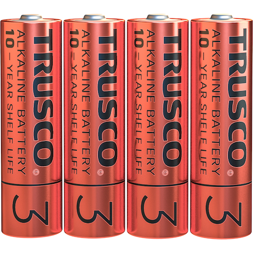 【TRUSCO】ＴＲＵＳＣＯ　アルカリ乾電池１０年　単３　（４本入）